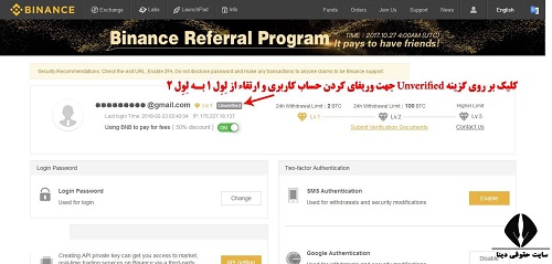 احراز هویت در صرافی ارز دیجیتال بایننس 