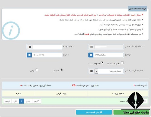 اطلاع رسانی پرونده