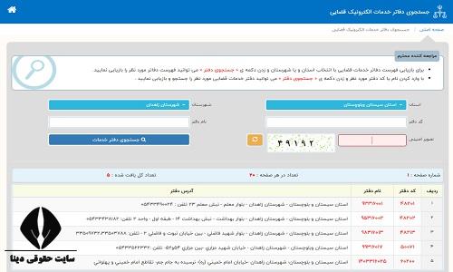 آدرس دفاتر خدمات قضایی الکترونیک زاهدان