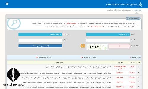 آدرس دفاتر خدمات قضایی الکترونیک شیراز