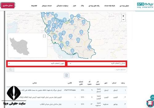 شماره تلفن شعب بیمه دی