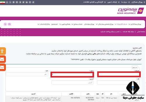 شماره تلفن شعب بیمه نوین