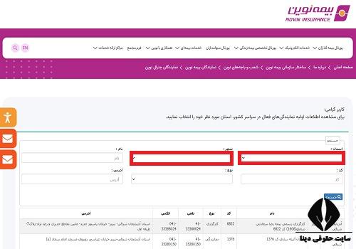نمایندگی شعب بیمه نوین
