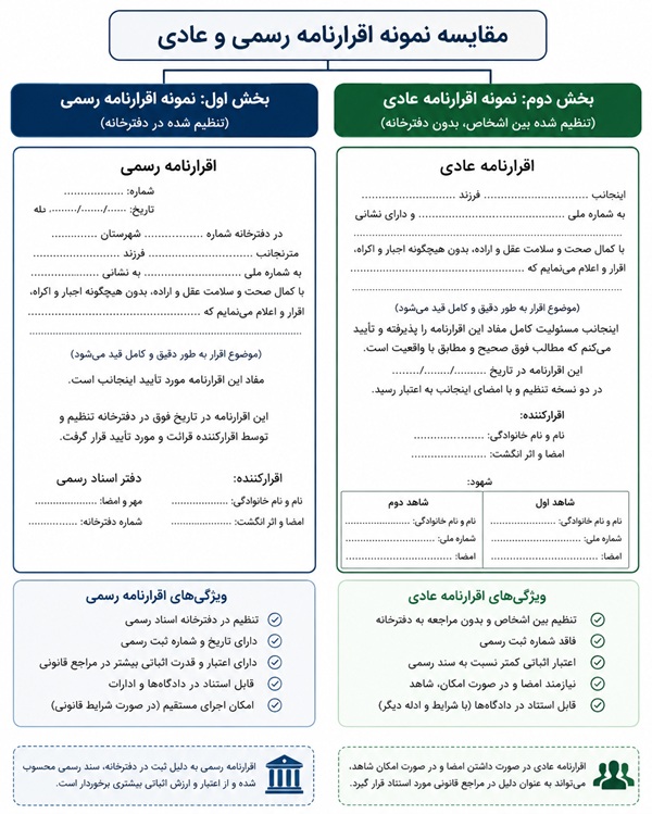 متن اقرار نامه رسمی